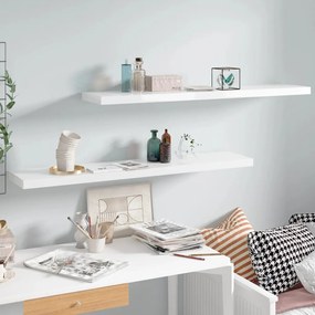 Scaffali A Parete 2 Pz Bianco Lucido 120x23,5x3,8 Cm İn Mdf /