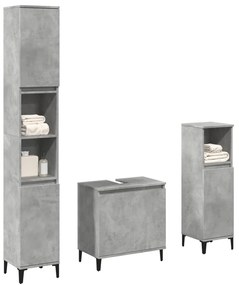 Set Mobili Da Bagno 3 Pz Grigio Cemento İn Legno Multistrato /