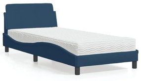 Letto con materasso blu 90x200 cm in tessuto