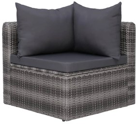 Set divani da giardino 4 pz con cuscini grigio in polyrattan