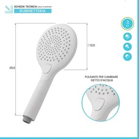 Doccetta tonda 26,5 cm in ABS bianca con 3 getti Hidra