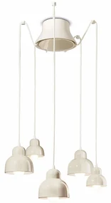 Lampadario Vintage Decò Berimbau Ceramica Crema 3 Luci E27