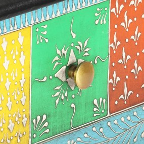 Tavolo Consolle Dipinto a Mano 80x35x75 cm in Legno di Mango