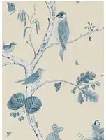 Tapete Woodland Chorus von Sanderson - Indigo/ Ecru