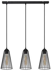 Lampadario a sospensione con filo TORRI 3xE27/15W/230V nero