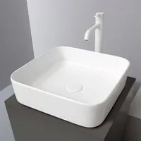 Lavabo da appoggio quadrato 40 in ceramica bianco opaco Epsilon