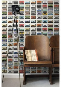 Carta da parati Cassette nero, 46.5 cm x 8.37 m