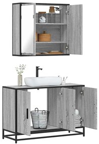 Set Mobili Da Bagno 2 Pz Grigio Sonoma İn Legno Multistrato /