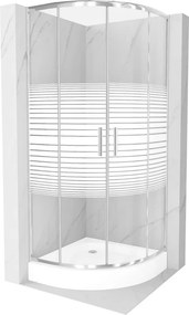 Mexen Rio cabina doccia semicircolare 70 x 70 cm, fasce bianche, cromo + piatto, bianco - 863-070-070-01-20-4710