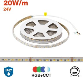 Striscia LED Professionale RGB+CCT Multicolore 24V 20W/m - IP67 - 5 metri