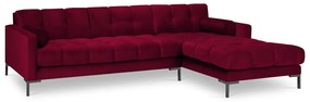 Divano angolare in velluto rosso, angolo destro Bali - Cosmopolitan Design