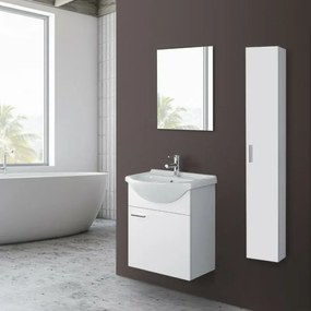 Mobile bagno sospeso 55 cm bianco completo di lavabo e specchio Desya