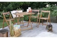 Set giardino tavolo Price + 4 sedie Happy Hour in legno noce