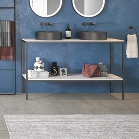 Kamalu - mobile bagno metallico 135 cm con due piani net-135