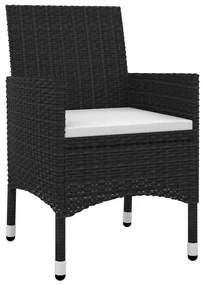 Set da pranzo per giardino 5 pz con cuscini polyrattan e vetro