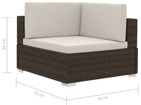 Set Divani da Giardino 4 pz con Cuscini in Polyrattan Marrone