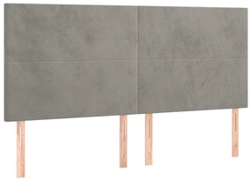 Testiera 4 pz grigio chiaro 80x5x78/88 cm in velluto