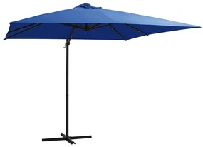 Ombrellone A Sbalzo Con Led E Palo İn Acciaio 250x250cm Azzurro /