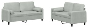 Set di divani 2 pz con cuscini grigio chiaro in velluto