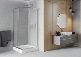Mexen Rio cabina doccia quadrata 90 x 90 cm, ghiacciata, cromo + piatto doccia Rio, bianco - 860-090-090-01-30-4510