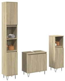 Set Mobili Da Bagno 3 Pz Rovere Sonoma İn Legno Multistrato /