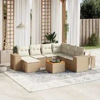 Set Divano da Giardino 8 pz con Cuscini Beige in Polyrattan 3225561