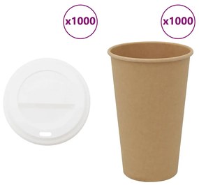 Tazze Da Caffè İn Carta Con Coperchi 1000 Pz 16oz 400 Ml /