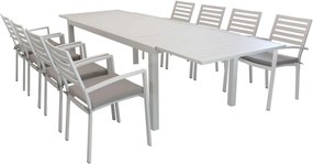 DEXTER - set tavolo in alluminio cm 200/300 x 100 x 74 h con 8 poltrone Dexter