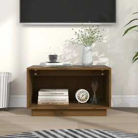Mobile Porta Tv Ambrato 60x35x35 Cm İn Legno Massello Di Pino /