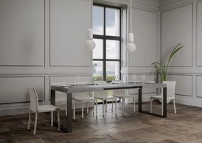 Tavolo allungabile Tecno P.90 - Struttura Antracite, 90x90/246 cm Tecno / Cemento