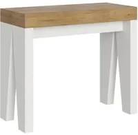 Consolle allungabile 90x40/196 cm Naxy Mix Small piano Bianco Frass - Quercia Natura/Bianco Frassino