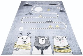 Tappeto per bambini con motivi di animali e strade  Larghezza: 80 cm | Lunghezza: 150 cm