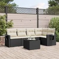 Set Divano da Giardino 6 pz con Cuscini Nero in Polyrattan 3220135