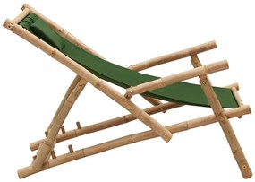 Sedia a sdraio in bambù e tela verde