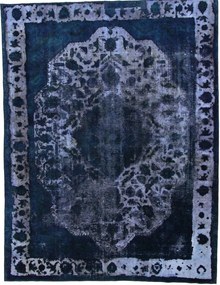 Vintage Tappeto 370x290 Blu (Iran) Annodato A Mano