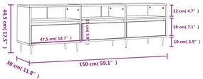 Mobile Porta TV Grigio Sonoma 150x30x44,5 cm Legno Multistrato