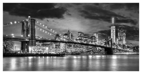 Stampa su tela Brooklyn by night b&w, seppia 140 x 70 cm