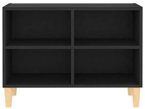 Mobile tv con gambe in legno massello nero 69,5x30x50 cm