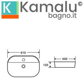 Kamalu - lavabo bagno da appoggio design ovale ceramica bianca | k-litos-610