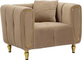 Poltrona grigio tortora con poggioli/con gambe con rivestimento in velluto Alma – Mauro Ferretti