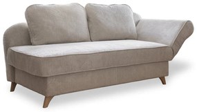 Chaise longue beige (con penisola a destra) con rivestimento in velluto a coste Chic Charlotte – Miuform