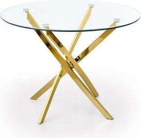 Raymond tavolo rotondo in vetro trasparente/oro ø100/h73 cm