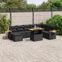 Set Divani da Giardino con Cuscini 8 pz Nero in Polyrattan 3273631