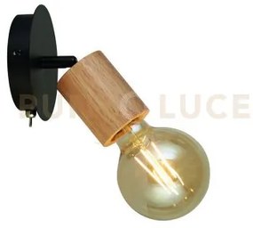 Applique spinny spotlight - legno e metallo nero opaco