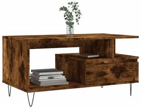 Tavolino da salotto rovere fumo 90x49x45 cm legno multistrato