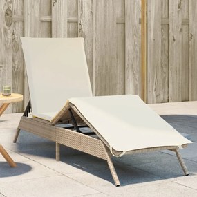 Lettino Prendisole Con Cuscini Beige İn Polyrattan /