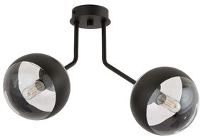Plafoniera Contemporaneo Orione Acciaio Nero Trasparente 2 Luci E14 Ip20