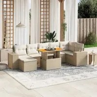 Set Divano da Giardino 8 pz con Cuscini Beige in Polyrattan 3272745