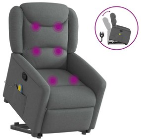 Poltrona Alzapersona Massaggi Reclinabile Grigio Scuro Tessuto /