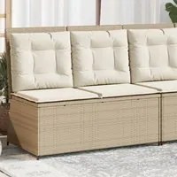 Panca Reclinabile da Giardino con Cuscini Beige in Polyrattan 368968